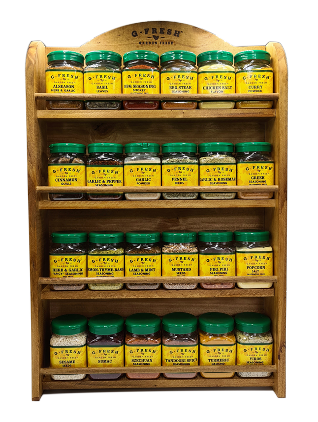 The Sous Chef 4 Tier Light Coloured Rustic Spice Rack empty