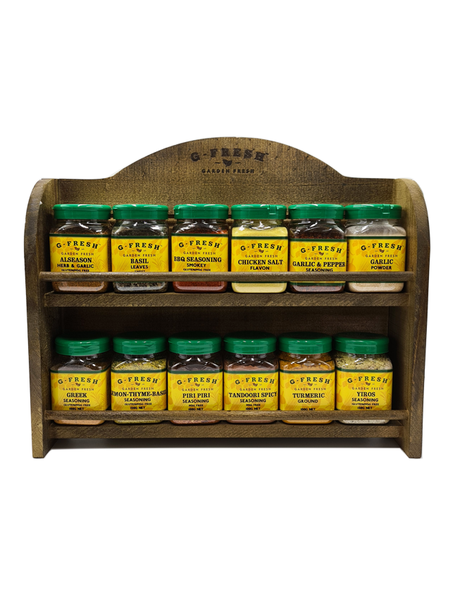 kitchen hand dark rustic spice rack full