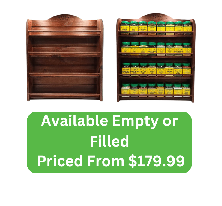 The Chef 4 Tier Jarrah Coloured Rustic Spice Rack empty