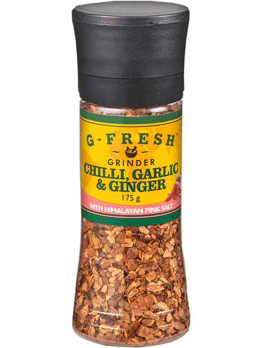 Himalayan Pink Salt with Chilli, Garlic and Ginger large grinder