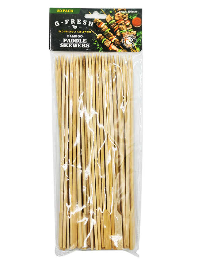 Buy Bamboo Paddle Food Skewers (250mm) - Pack of 50 | Sustainable and Eco-friendly