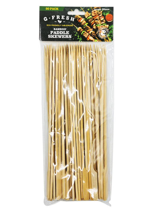 Buy Bamboo Paddle Food Skewers (250mm) - Pack of 50 | Sustainable and Eco-friendly