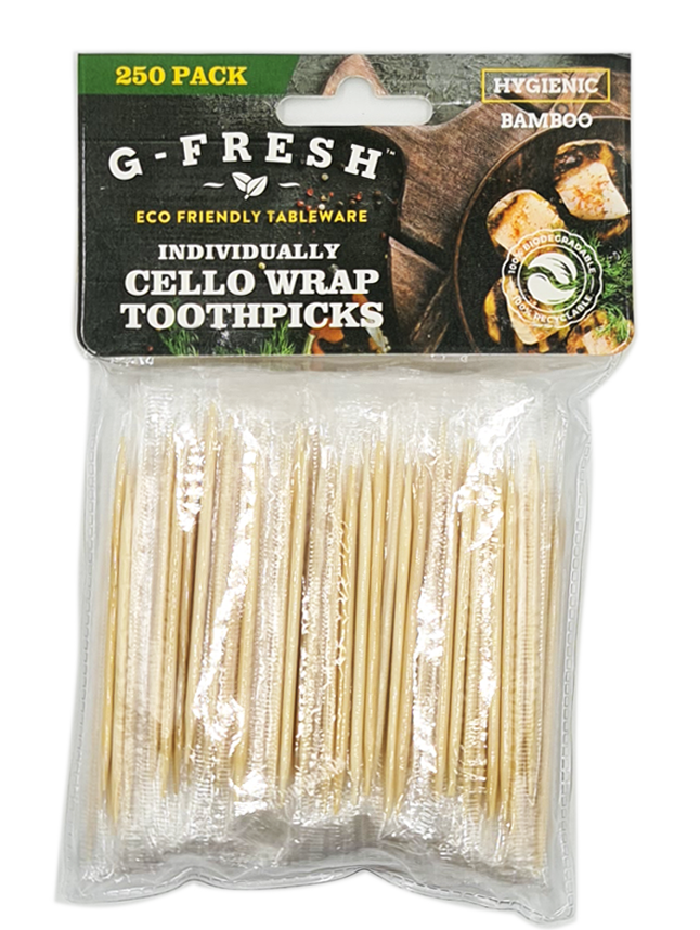 Bamboo Toothpicks (Individually Sealed) 250pc