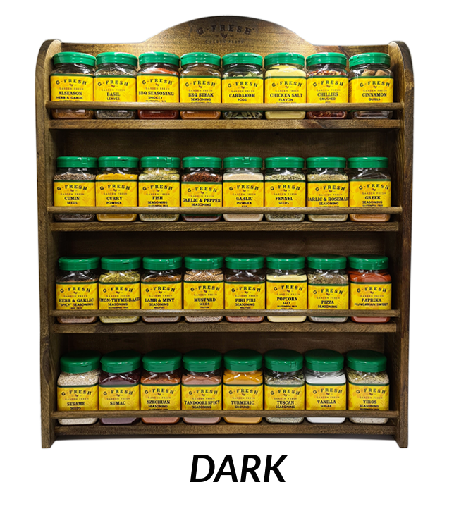 Chef 4 Tier Rustic PRE Filled Spice Rack Dark