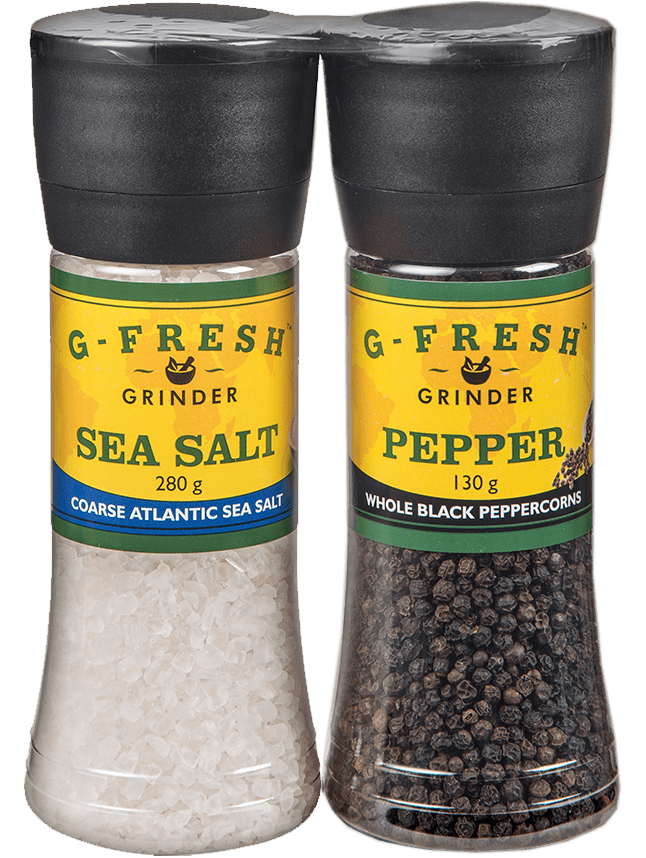 Twin Pack (Large Grinder) - Atlantic Sea Salt and Pepper Black (Whole)