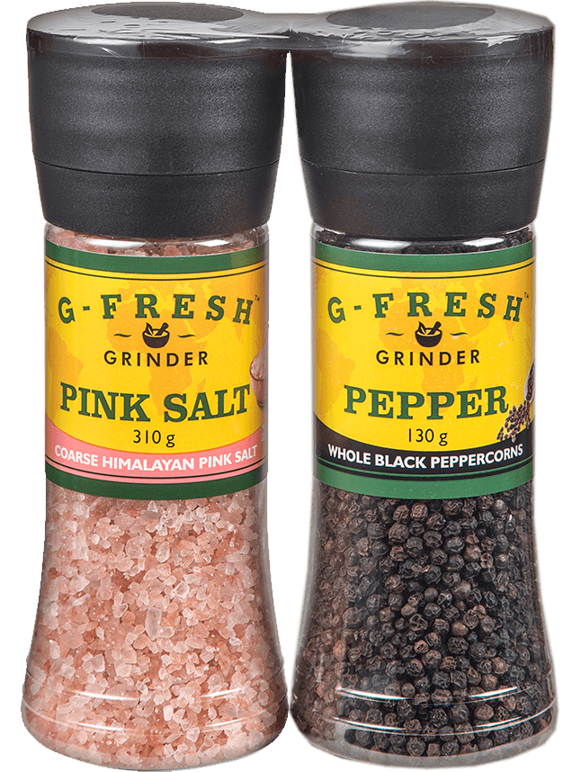 Twin Pack (Large Grinder) - Himalayan Pink Salt and Pepper Black (Whole)